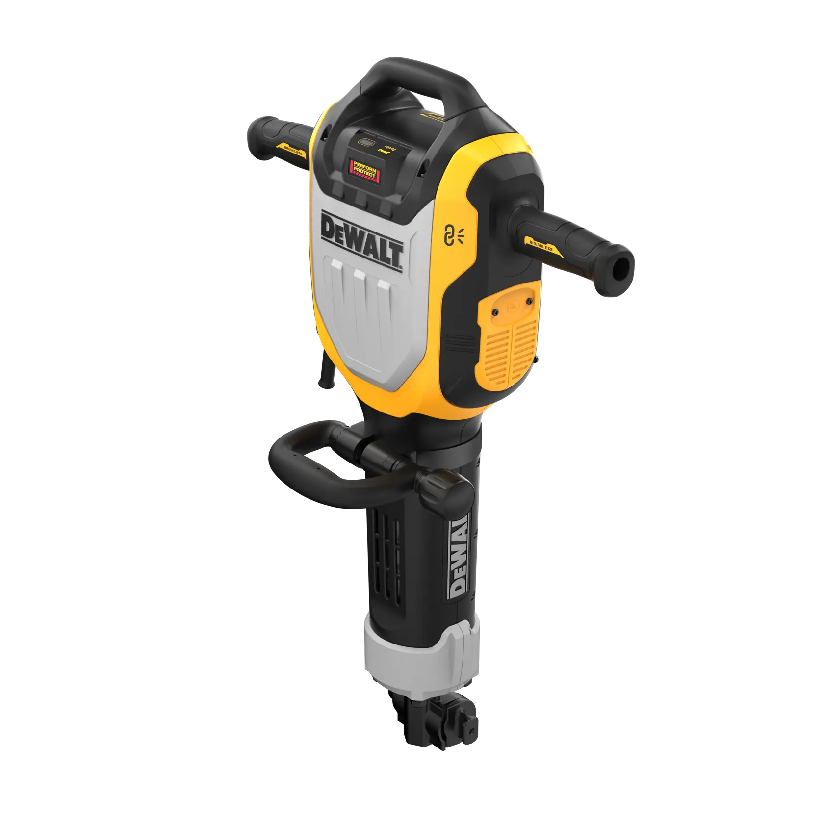 Martillo demoledor DEWALT, SKUs D25966, D25966K, D25966-B2. Herramienta de construcción con dos mangos.