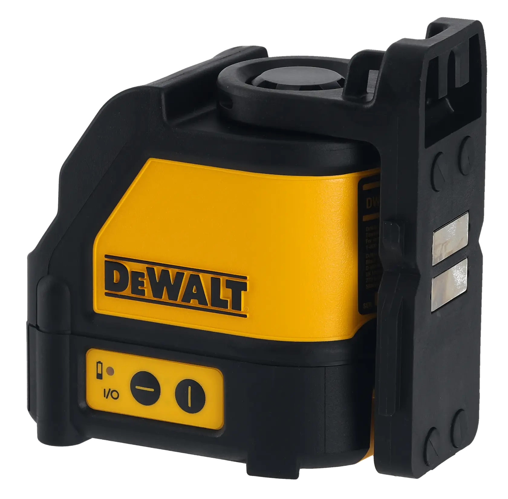 Láser de líneas autonivelante DEWALT DW088K amarillo y negro para fotografía y construcción.